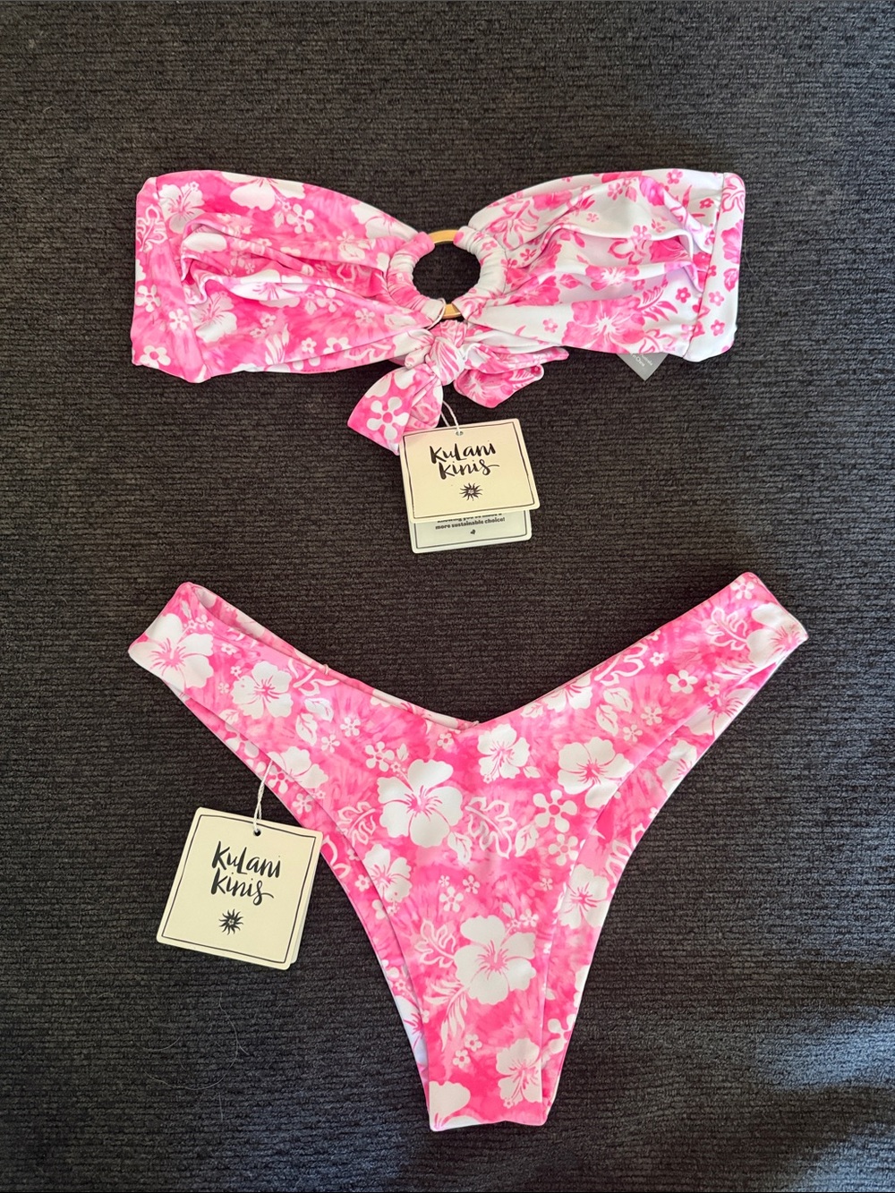 Kulani Kinis Pink & White Floral Bikini Set